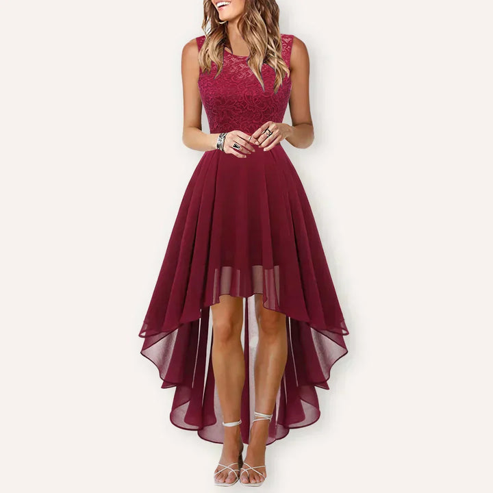 Helga | Damen Elegantes High-Low Midi Kleid Für Hochzeitsgäste