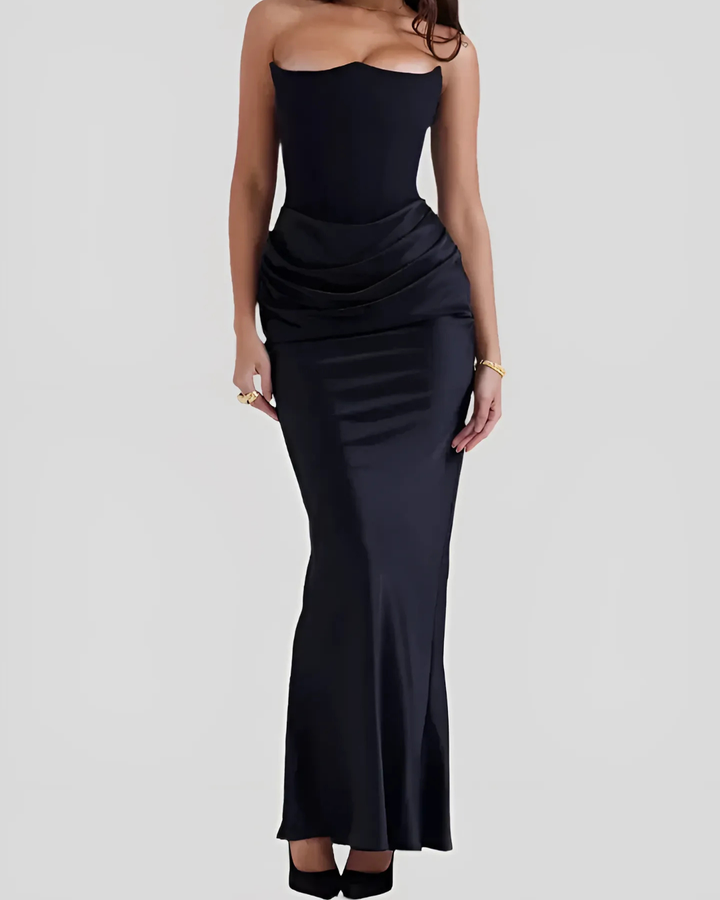 Doris | Drapiertes Maxikleid für Hochzeitsgäste Damen