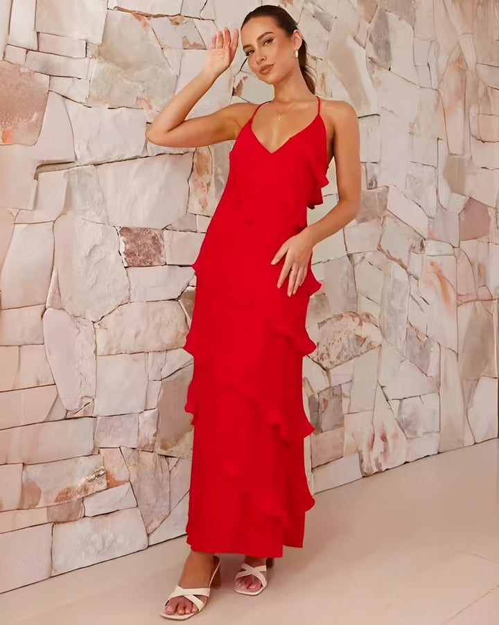 Hazel - Stilvolles, fließendes Maxikleid mit Neckholder für Damen
