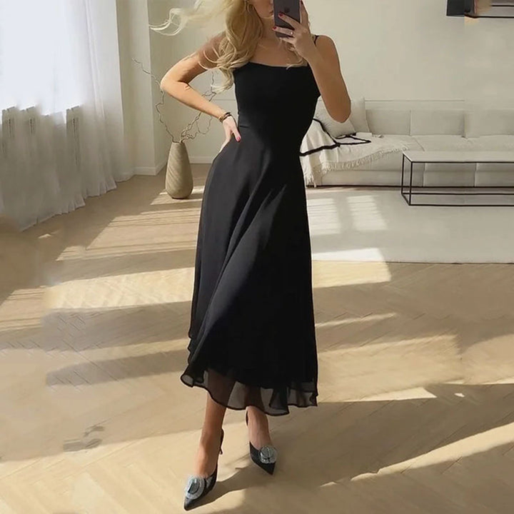 Anke | Damen Hochzeitsgast Elegantes Eckiges Midikleid