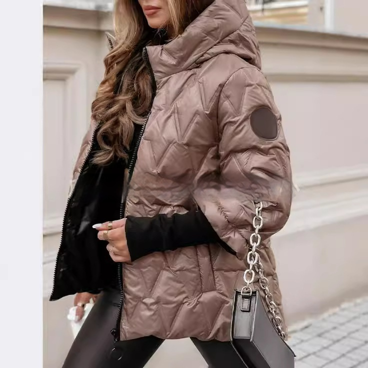 Dauenjacke Kapuze | Winterjacke Kurzer Schnitt Reißverschluss