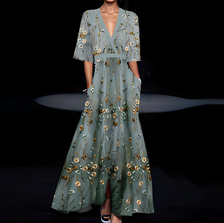 Débora - Langes stilvolles Kleid mit Blumenmuster für Damen