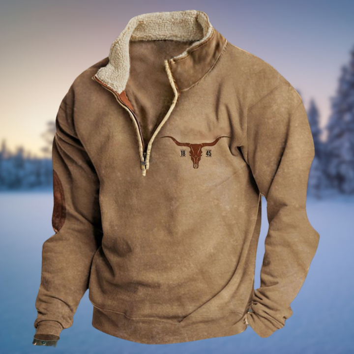 Emil | Herren Lässiger Winterpullover mit Halb-Reißverschluss