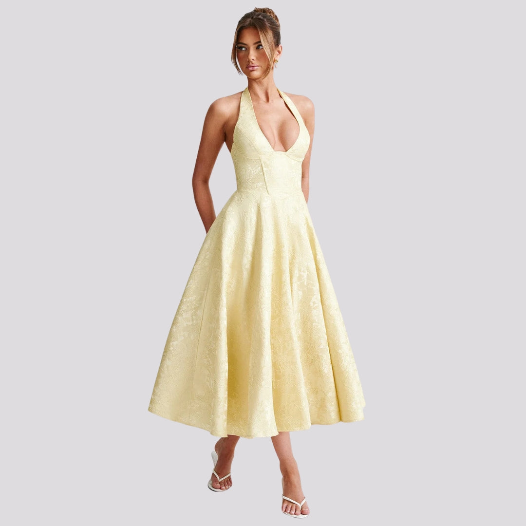 Emilia | Damen Hochzeitsgast Kleid Neckholder Midikleid