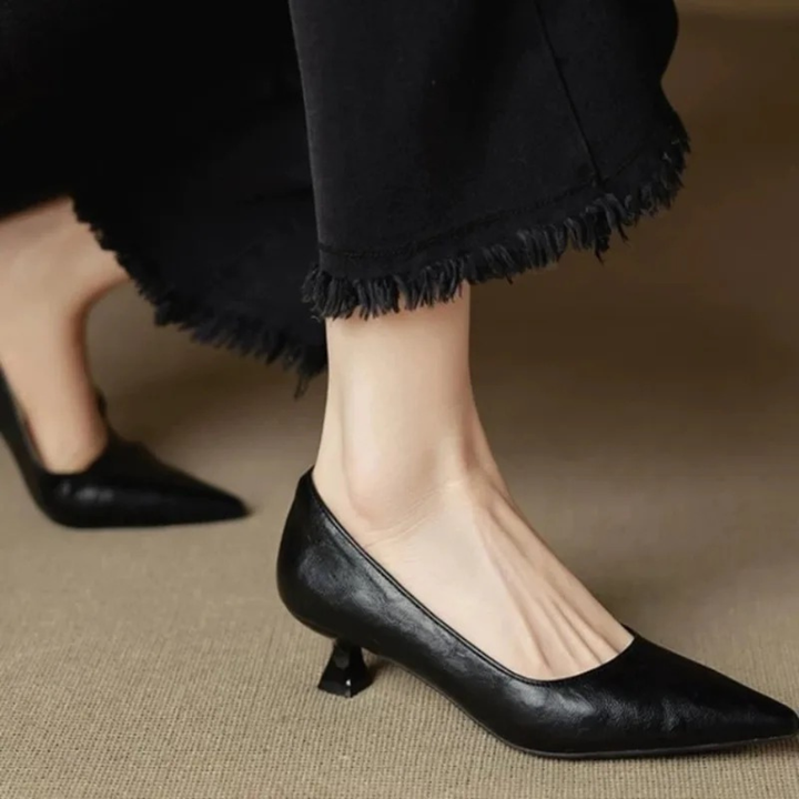 Katharina | Damen Klassische Spitz Zulaufende Pumps Mit Niedrigem Absatz