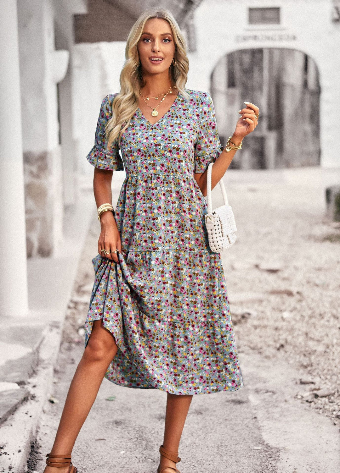 Karly - Bequemes Midikleid mit Blumenmuster für Damen