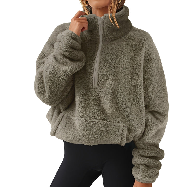 Tiffany - Warmer Samtpullover mit halbem Reißverschluss für Damen