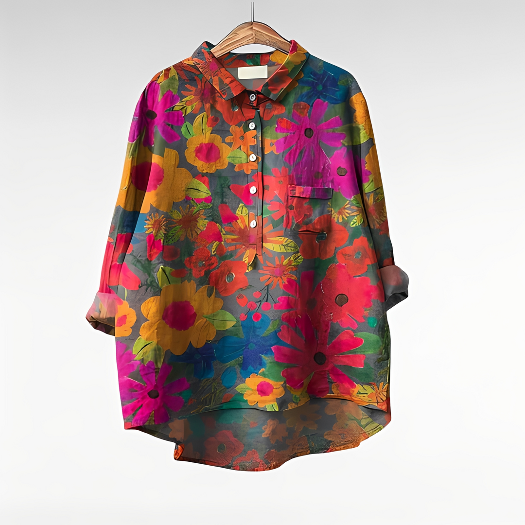 Nessa - Damenbluse mit traditionellem Blumenmuster