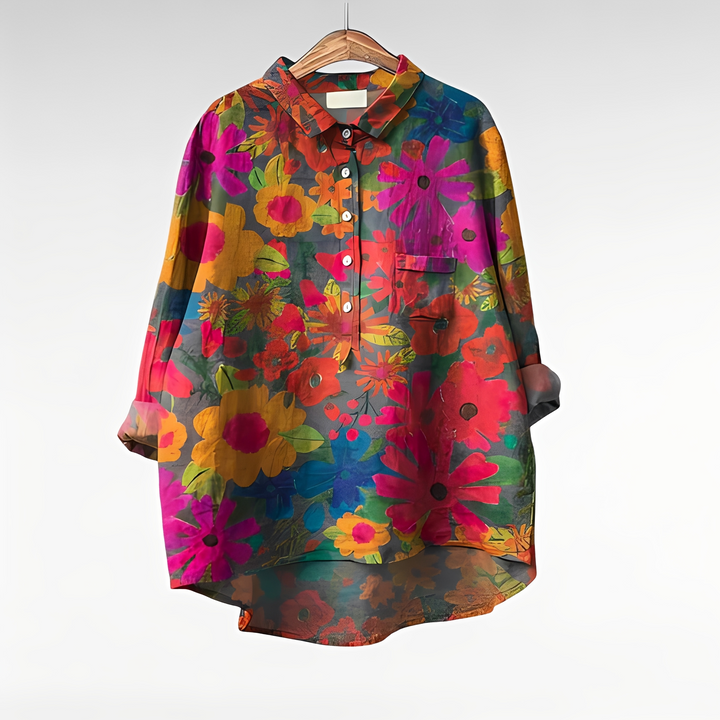 Nessa - Damenbluse mit traditionellem Blumenmuster