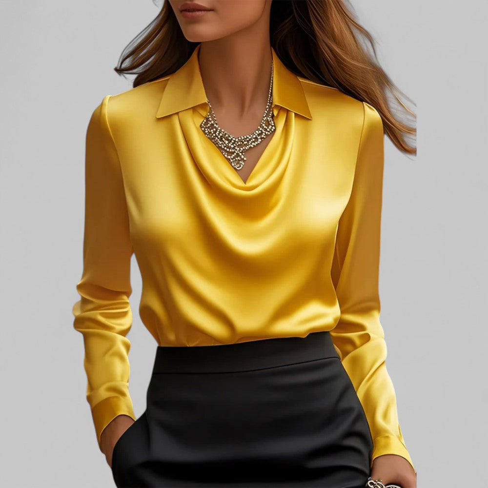 Victoria – Elegante Damenbluse mit fließendem Wasserfallausschnitt