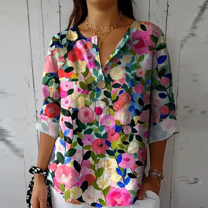 Damenbluse mit Blumenmuster und langen Ärmeln
