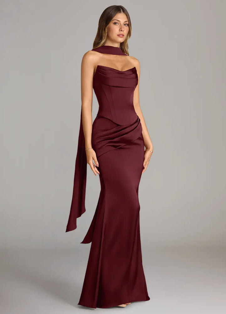 Brautjungfernkleid Meerjungfrau Satin