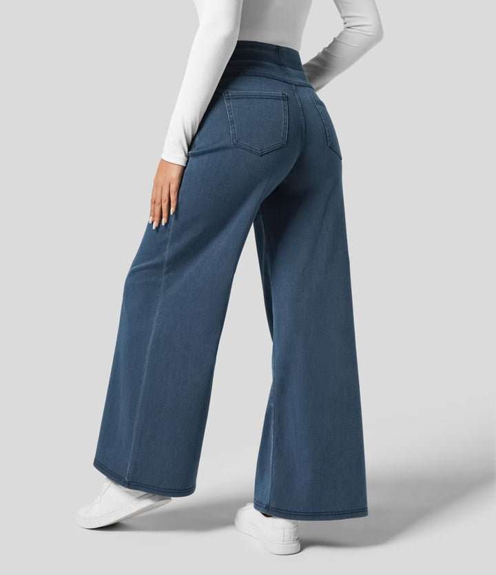 Damen Elastische Hose Hohe Taille