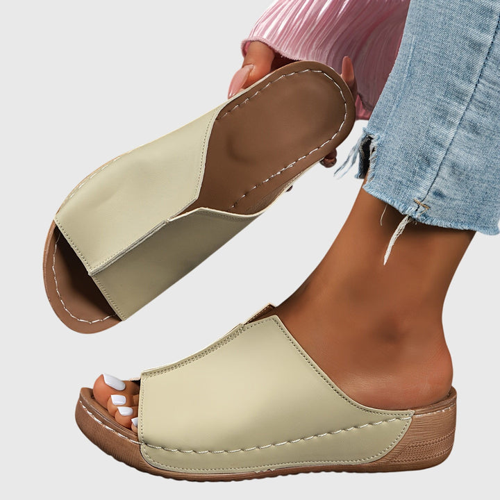 Kathrin | Damen Offene Slip-On Keilabsatz-Sandalen