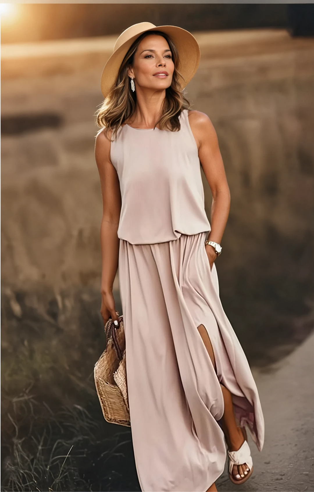 Sommerkleider Damen ärmellos mit Schlitz