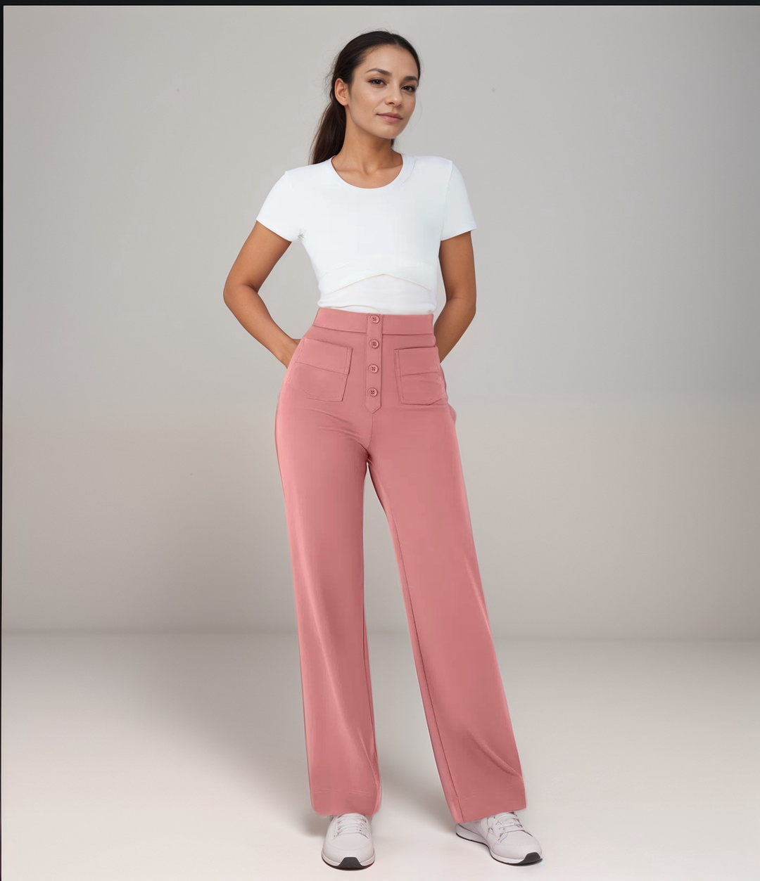 Damen Hose mit hoher Taille und figurformender Passform