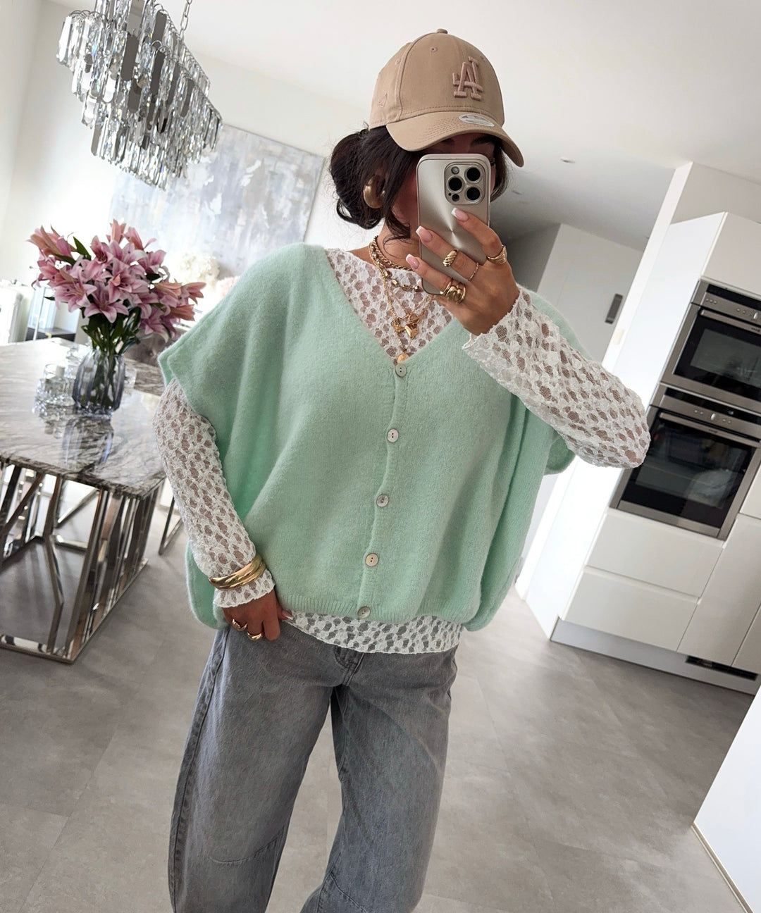 Kurzarm Cardigan Liz Mint Ladypolitan ♡