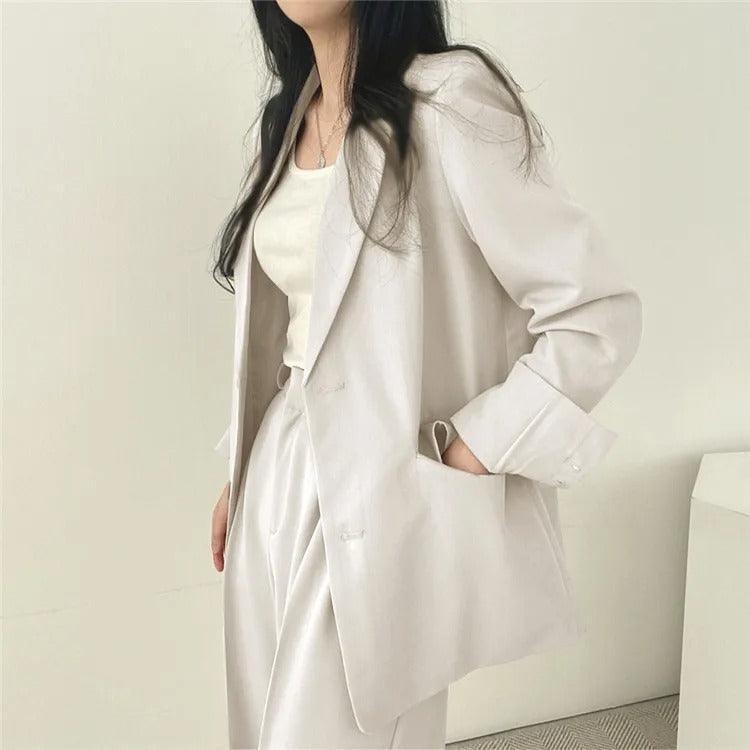 Maria | Damen Zweiteiliges Maßgeschneidertes Anzug-Set mit Langem Blazer