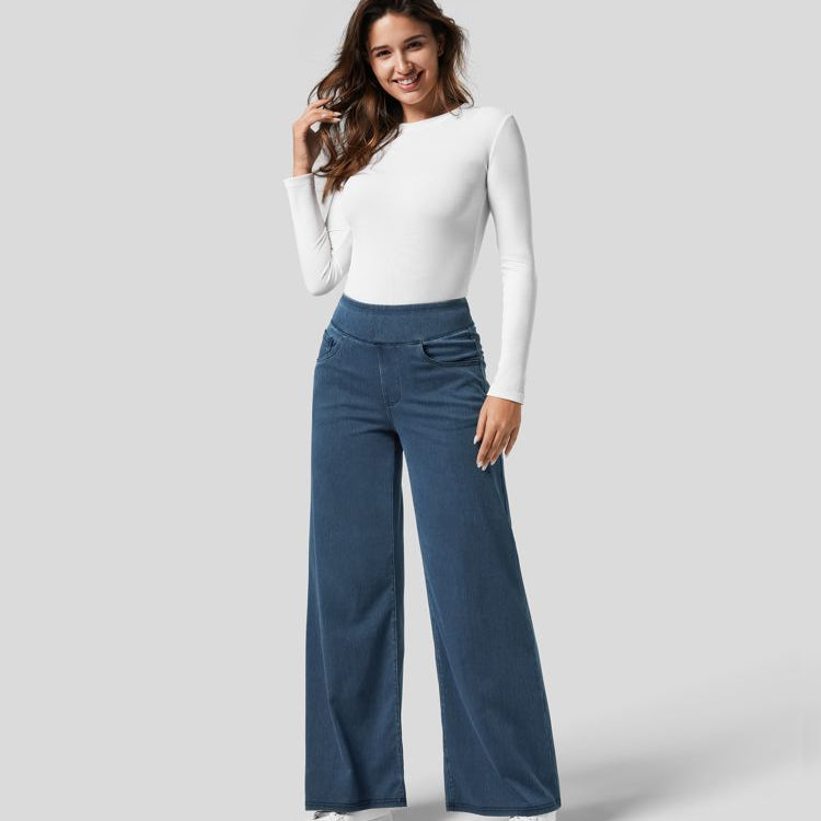 Damen Elastische Hose Hohe Taille