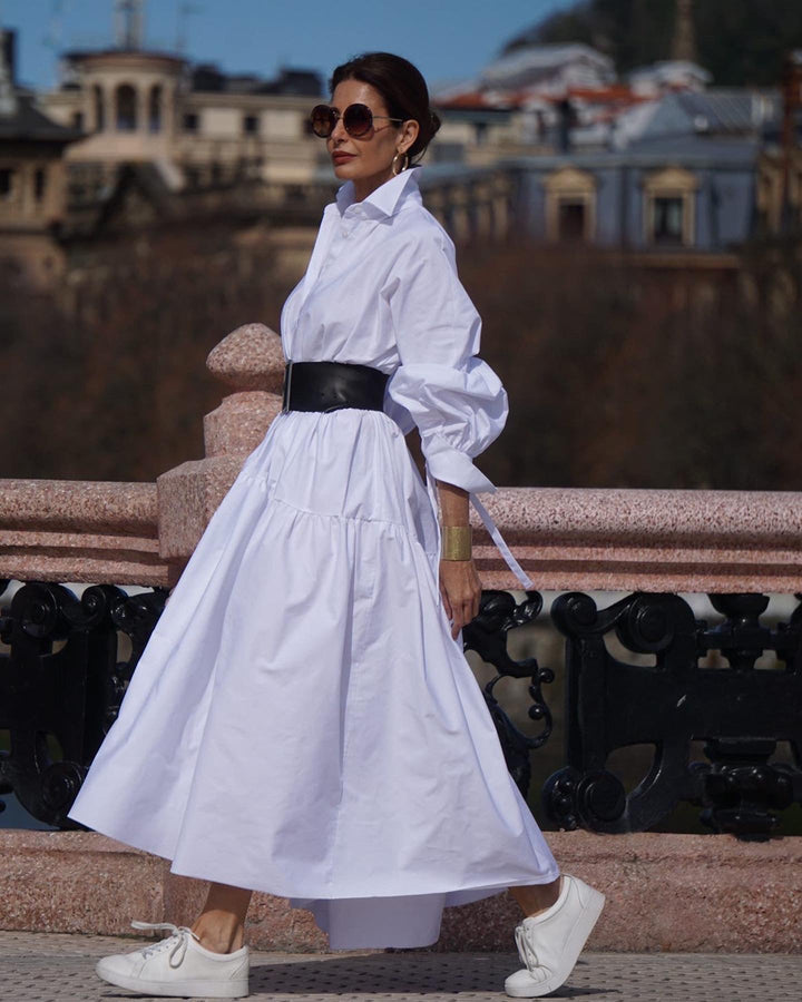 Damenkleid aus ägyptischer Baumwolle, weiß