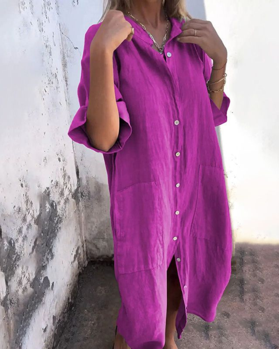 Thea – Women Boho Shirt Dress Dress - Image 5