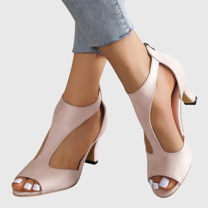 Jana | Damen Cut-Out Peep-Toe Absatz Sandalen