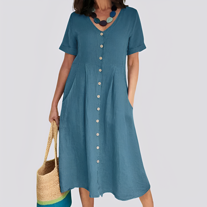 Sabrina - Lässiges, locker geschnittenes Kleid mit hoher Taille für Damen