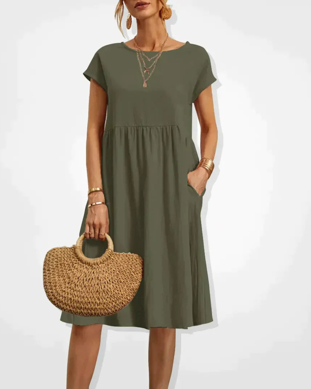 Damen Sommer Italienisches Midi Kleid