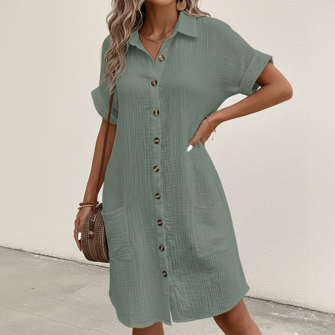 Damen-Polokleid mit Knopfleiste aus Baumwolle