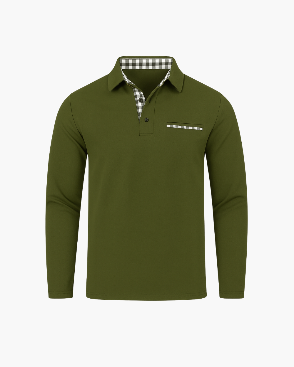 Slim Fit Langarm Poloshirt mit Kontrastkragen