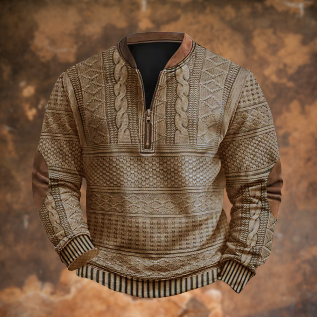 Pullover Mit Reißverschluss | Strukturiertes Musterdesign