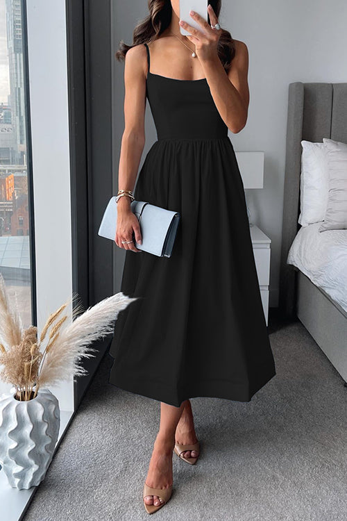 Nora – Damen Spaghettiträger Midikleid