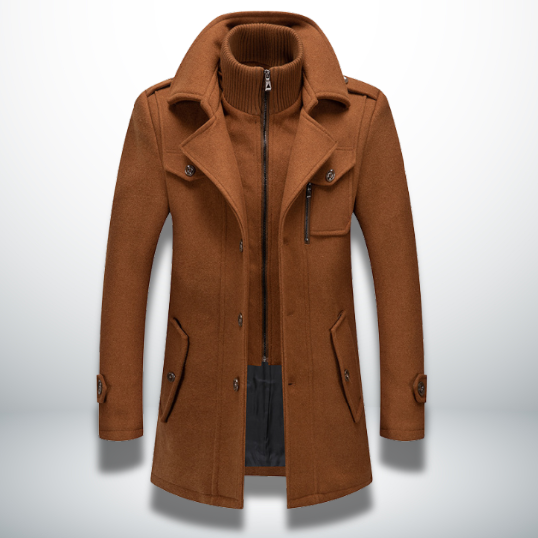 Herren Wintermantel | Winterjacke Hoher Kragen und Knopfleiste