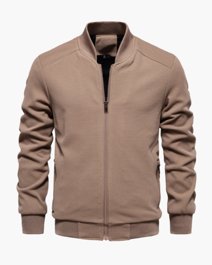 Gerippter Blouson mit Reißverschluss und Stehkragen