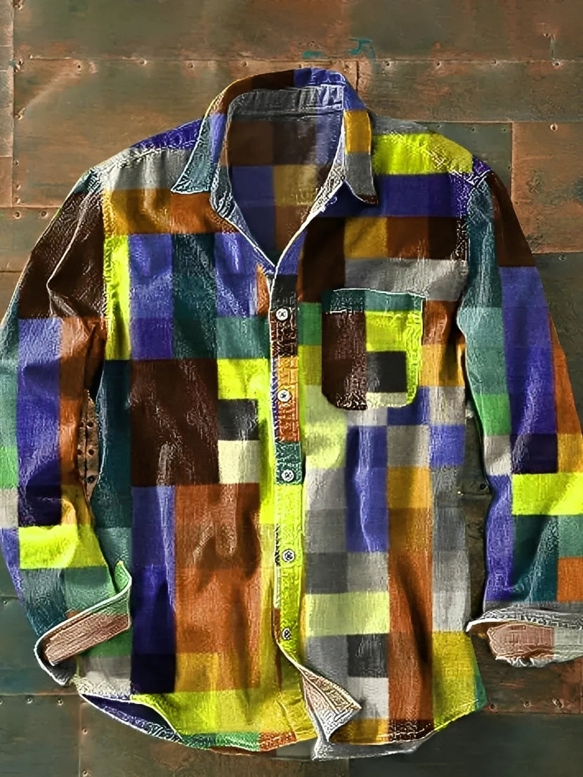 Charles – Herren-Langarmhemd – Farbintensiv und Retro