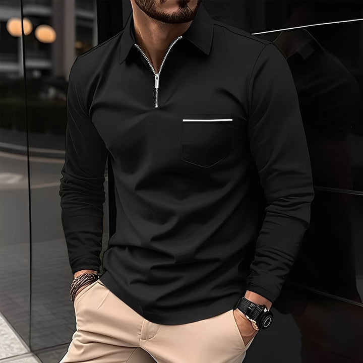 Florent - Langarm-Polo für Herren mit Reißverschluss