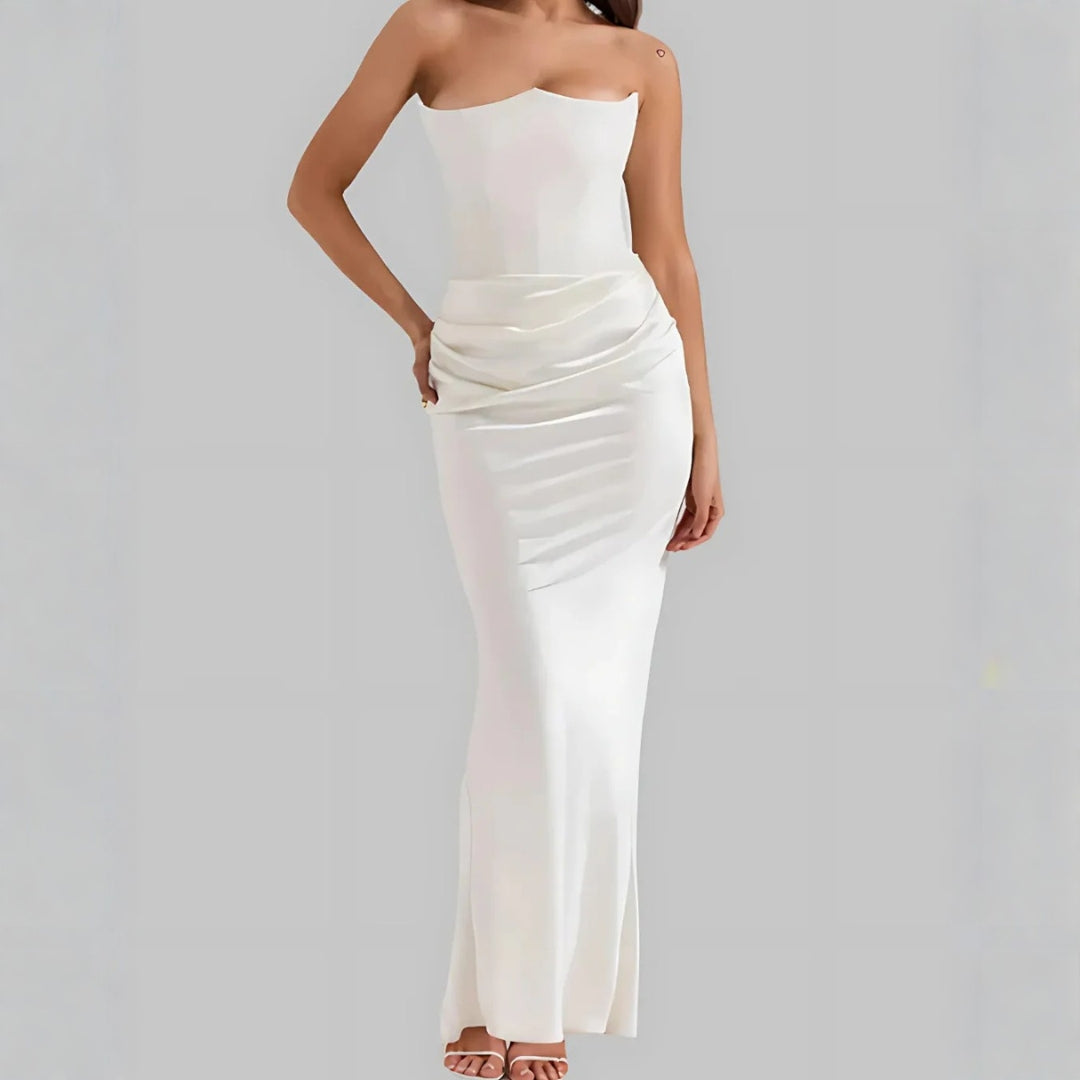 Pauline | Damen Hochzeitsgast Drapiertes Maxikleid