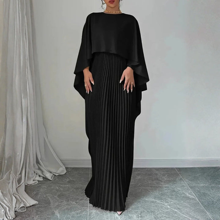 Gabriela | Damen Hochzeitsgast Gefaltetes Cape Maxikleid