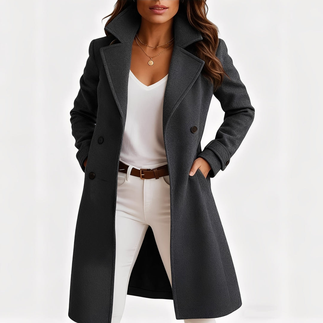 Camille - Eleganter Mantel mit Einreiher-Design und Taschen für Damen