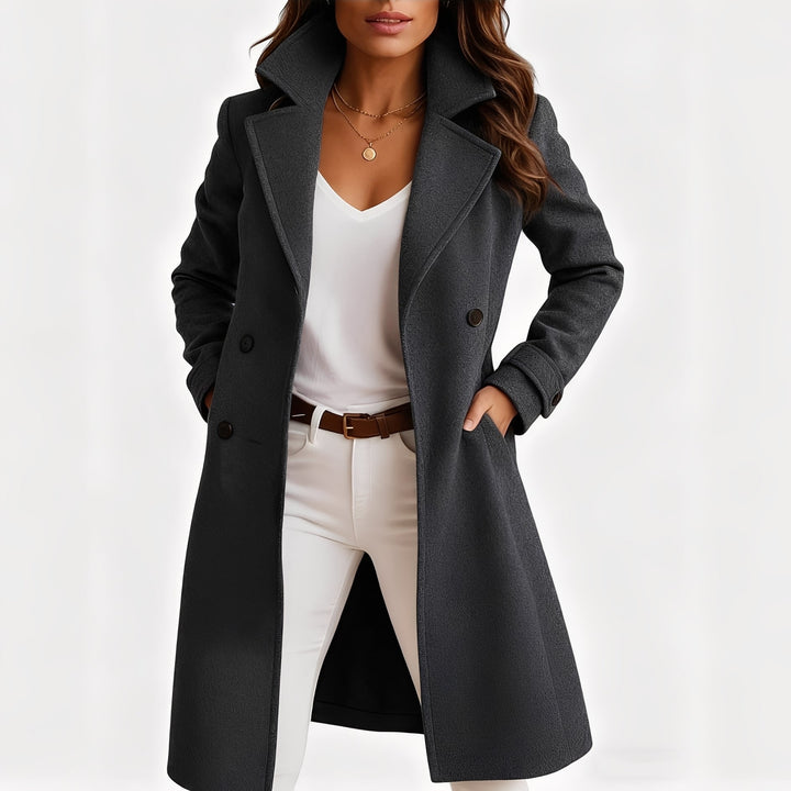 Camille - Eleganter Mantel mit Einreiher-Design und Taschen für Damen
