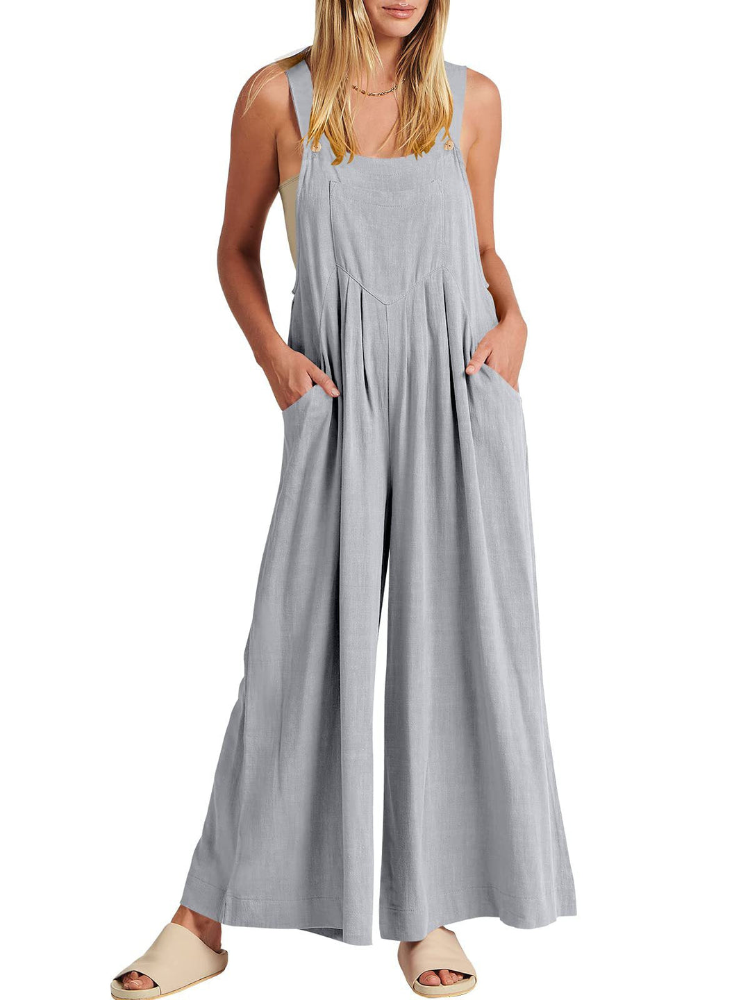 Jumpsuit Damen mit weitem Bein und Taschen