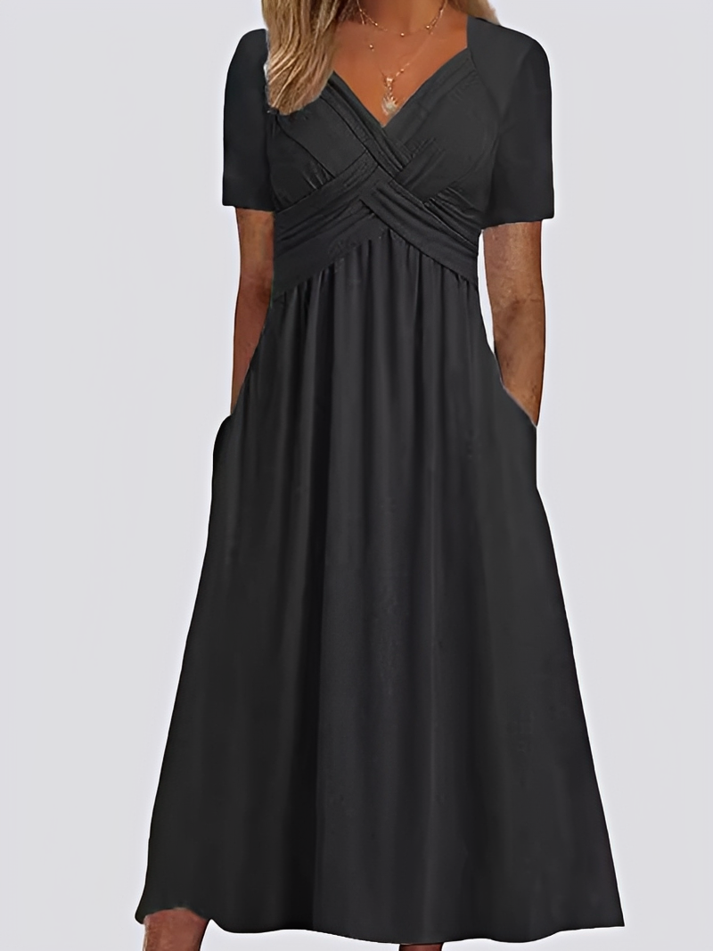 Salma - Lässiges Midikleid mit kurzen Ärmeln für Damen