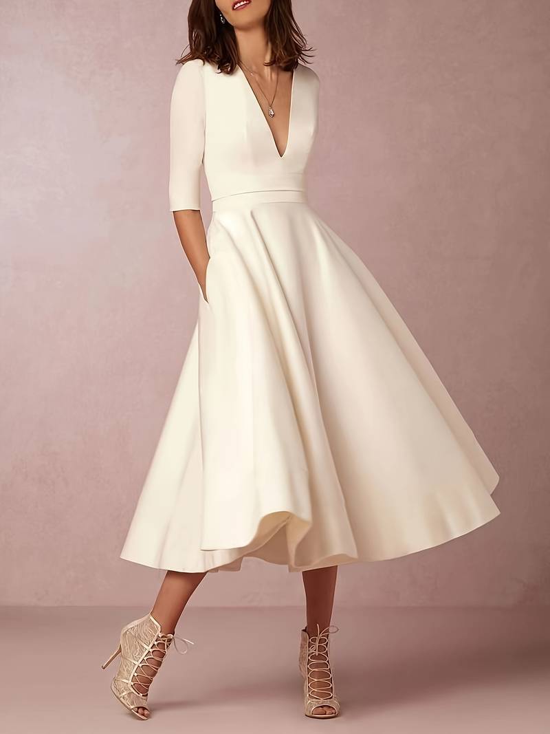 Katharina | Damen Glockenförmiges Midi Kleid für Hochzeitsgäste