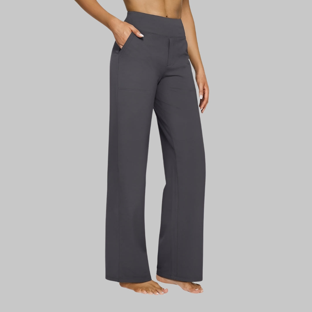 Damen-Stretchhose mit hoher Taille und Taschen