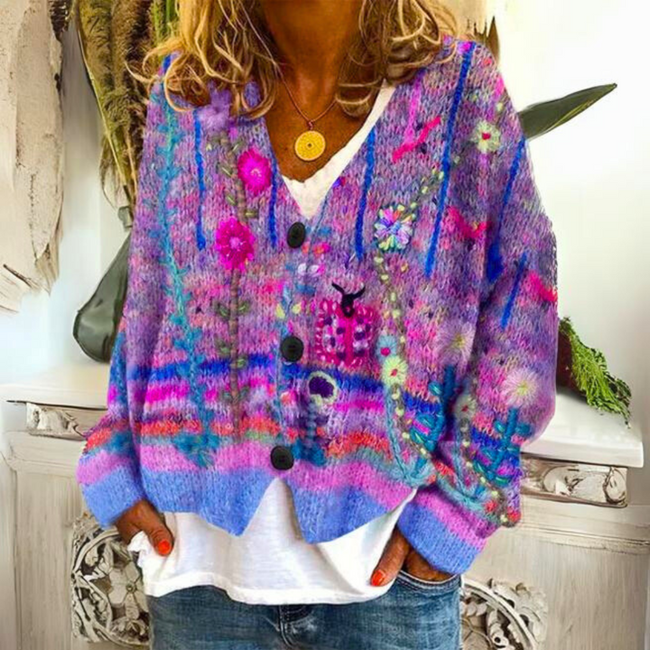 Strickcardigan | Strickjacke Floral Blumenprint