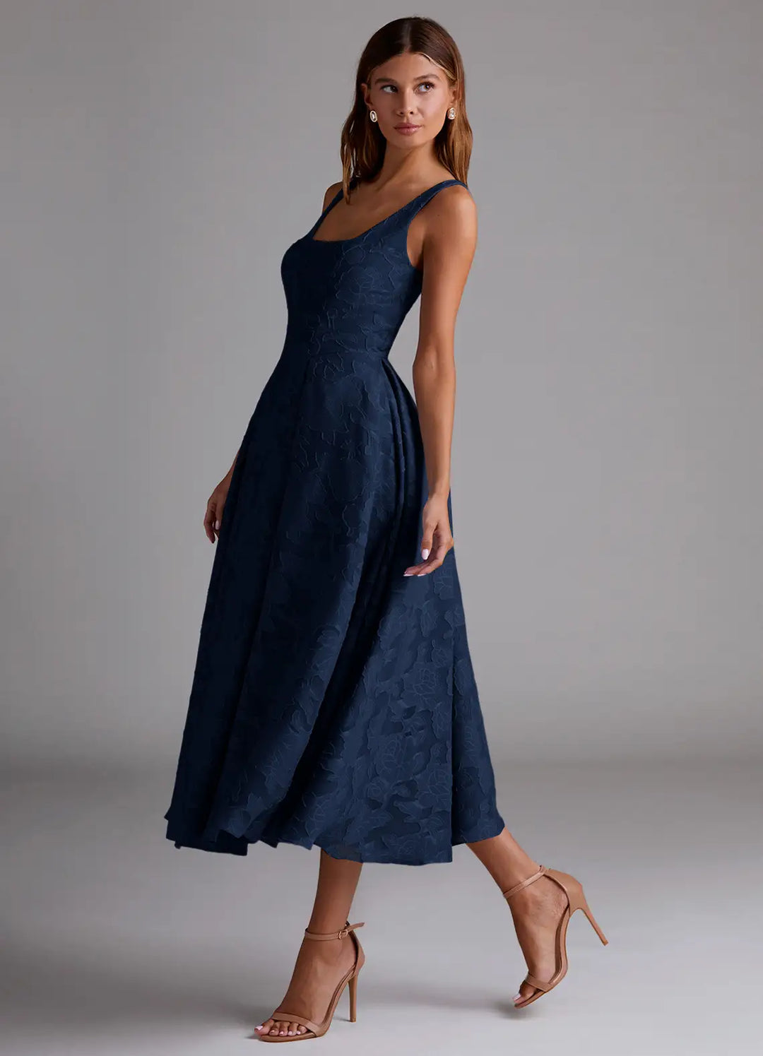 Brautjungfernkleid Midi Devoré Floral