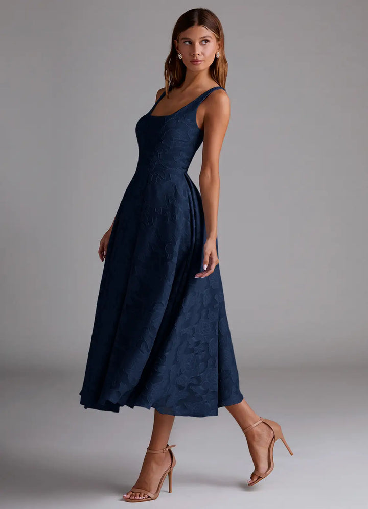 Brautjungfernkleid Midi Devoré Floral