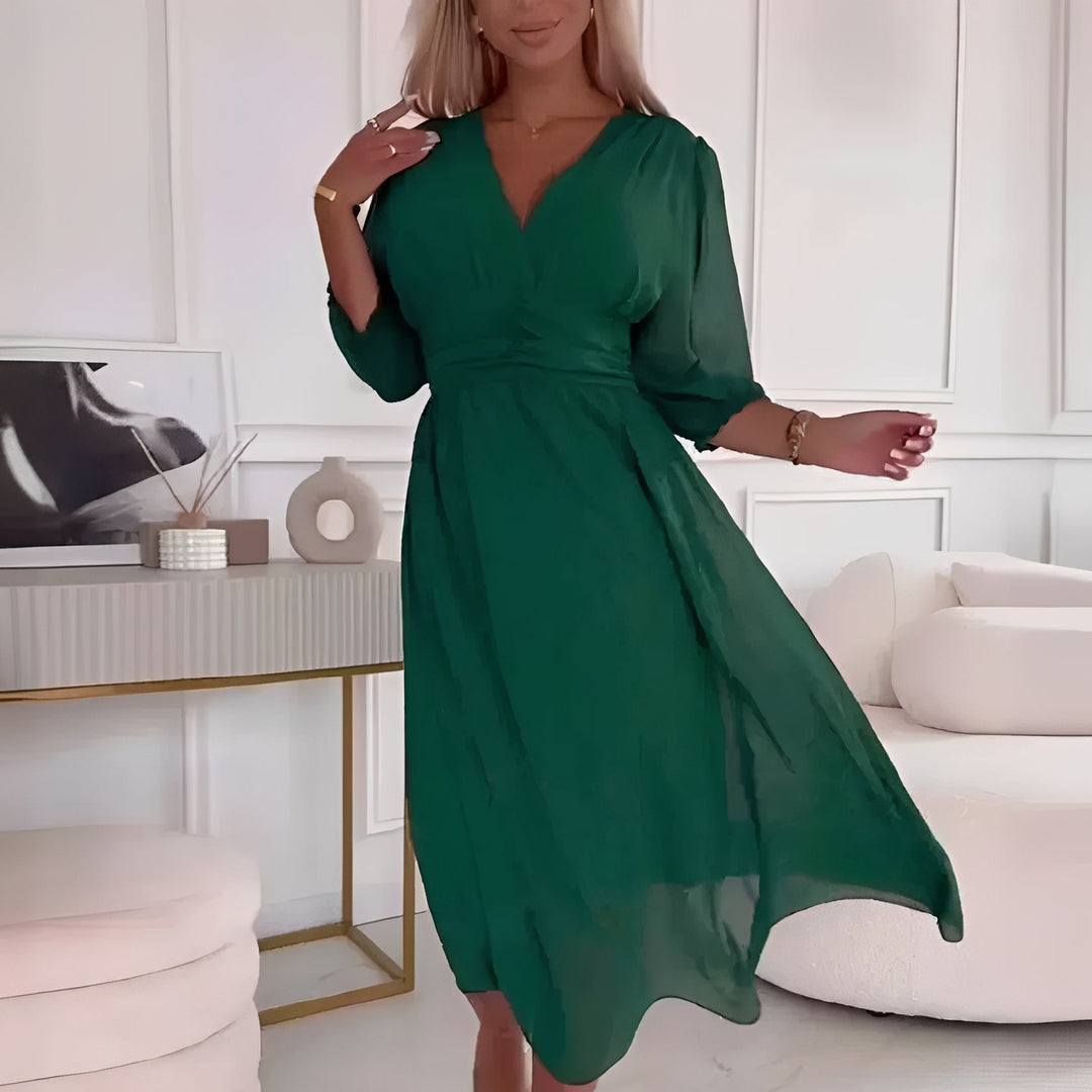 Amelia - Lässiges, langärmeliges Wickelkleid für  Frauen