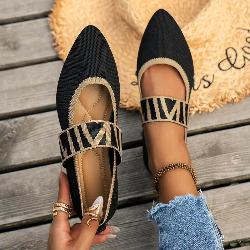 Damen Orthopädische Ballerinas Elastisches Band