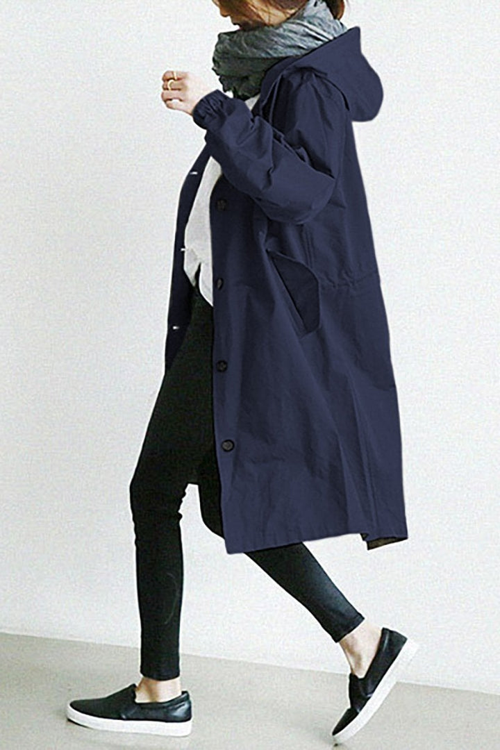 Trenchcoat Damen Lang mit Kapuze